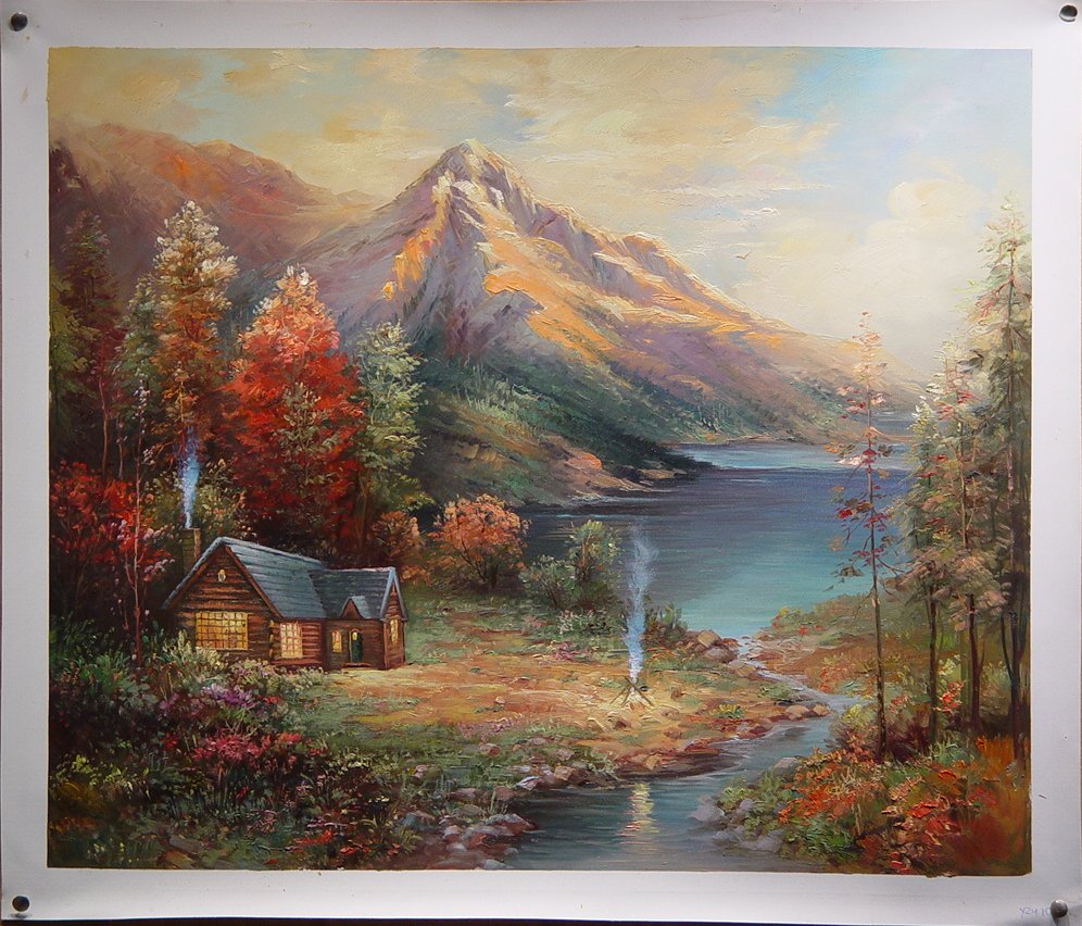 Handmade Oil painting for home canvas, oil painting framed canvas for living room Thomas Kinkade's painting, NO.72 (image for) Handmade Oil painting for home canvas, oil painting framed canvas for living room Thomas Kinkade's painting, NO.72